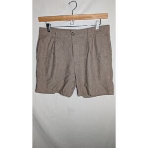Old Navy Men's Linen Blend Pleated Slim Chino Shorts Sz 34 Sedimentary 7" Inseam